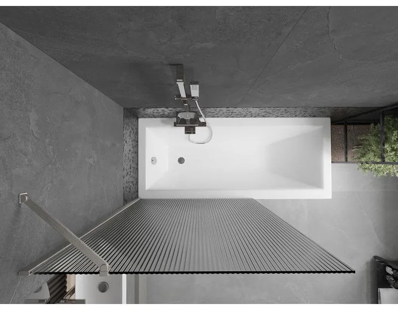 Mexen Next, 1-krídlová vaňová zástena 100 x 150 cm, 6mm sklo Ribs, oceľová, 895-100-000-00-09-97