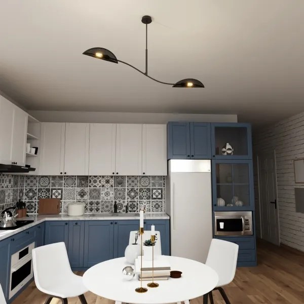 Luster na tyči LOTUS 2xE14/10W/230V čierna/zlatá