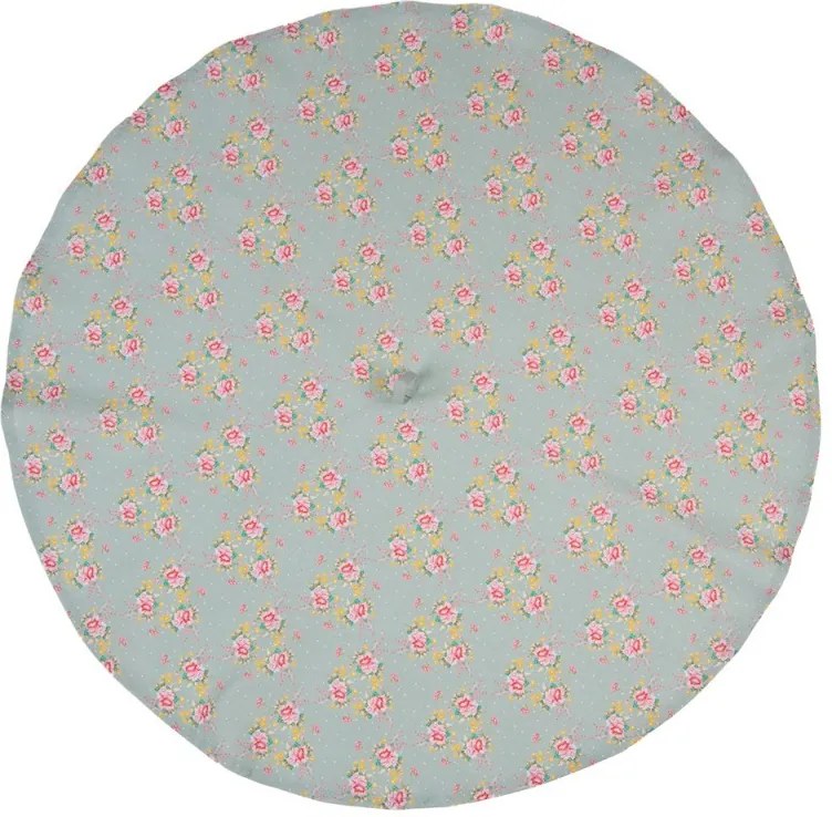 Zelená bavlnená okrúhla utierka s kvetmi Cheerful Birdie - Ø 80 cm