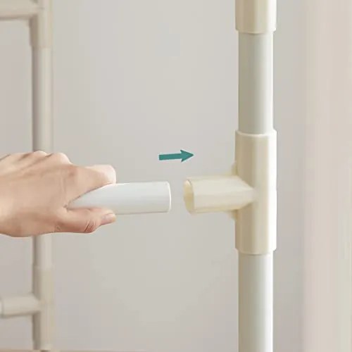 Stojan na oblečenie, 2 závesné tyče, 2 police, 177x112x49cm, biely