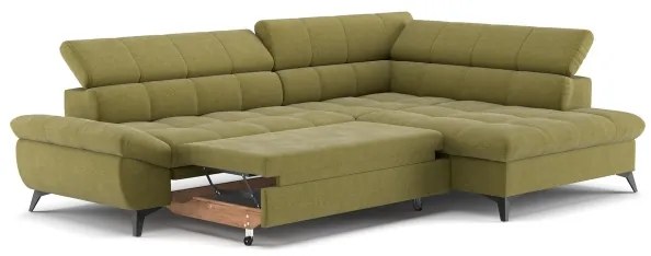 Rozkladacia rohová sedacia súprava do L MARANO pravá olivová
