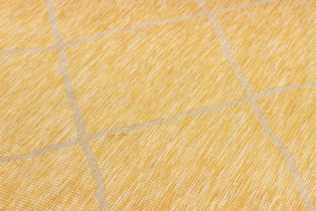 Koberec šnúrkový SIZAL PATIO ploské tkanie 3075 romby žltý / béžový