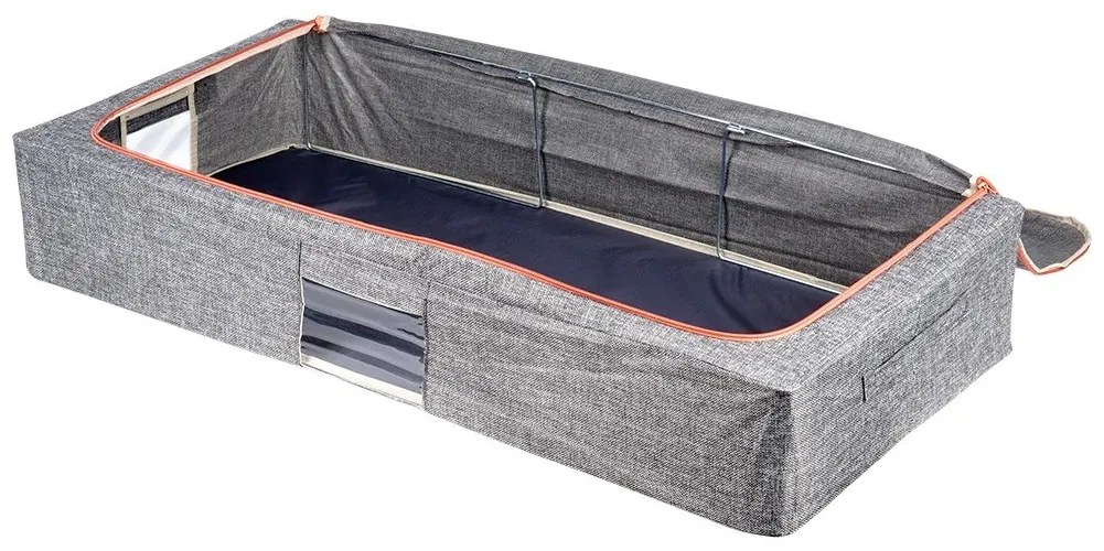 VILDE Látkový pevný box pro uskladnění textilu, šedý PILLOW 95 x 45 x 16 cm (68l)
