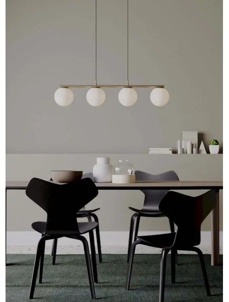 Redo 01-3155 - Luster na lanku BOWLING 4xE27/42W/230V zlatá