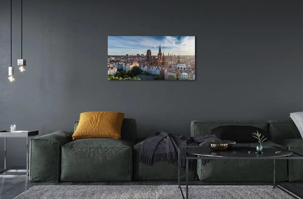 Sklenený obraz Gdańsk Panorama kostol 140x70 cm