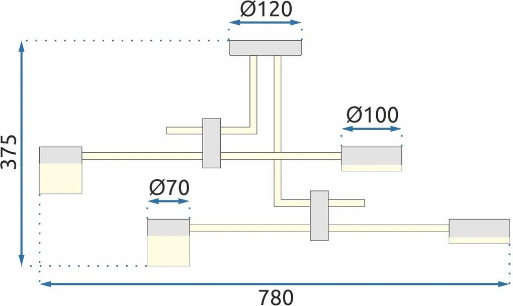 Toolight Toolight, LED stropné svietidlo APP1002-6C, zlatá-čierna, OSW-06151