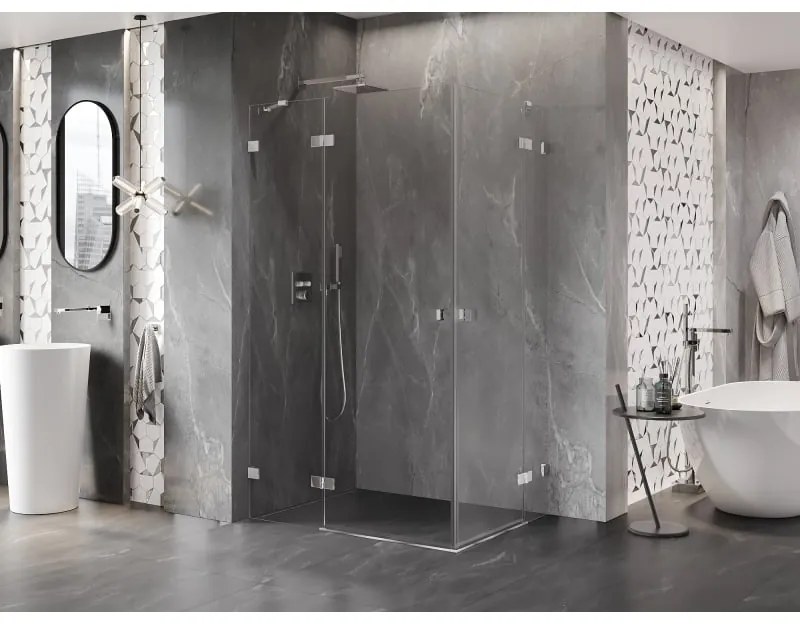 Mexen Lunar Duo výklopný sprchový kút 95 x 90 cm, 8mm číre sklo, chrómový profil, 834-095L-090P-01-00