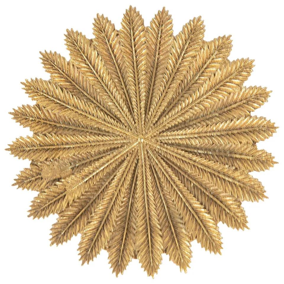 Zlatý dekoračný tanierik s dekorom listov Spie - Ø20*2 cm