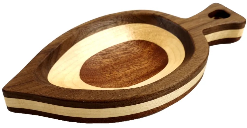 AMADEA Drevená miska mozaika v tvare listu, masívne drevo, 3 druhy drevín, rozmer 22x10, 50x2, 50 cm
