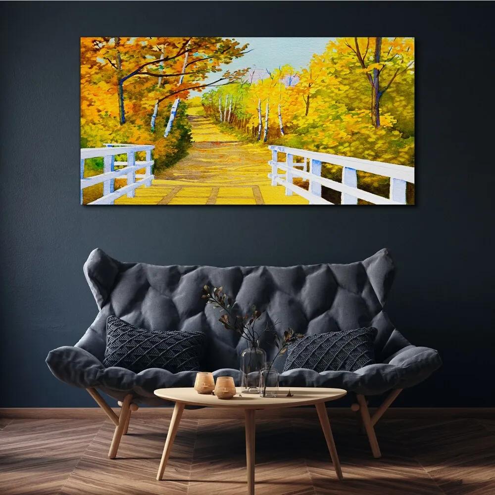 Obraz na plátne Most Les jeseň
