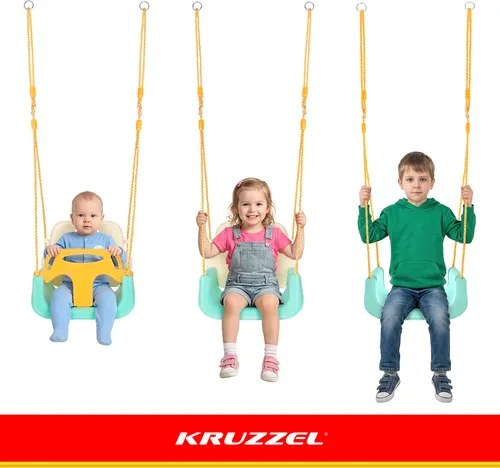 Rastúca detská hojdačka  3v1 na lanách - do interiéru aj záhrady modrá