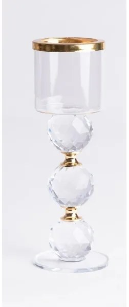 SADA 3x svietnikov, zlaté/priehľadné