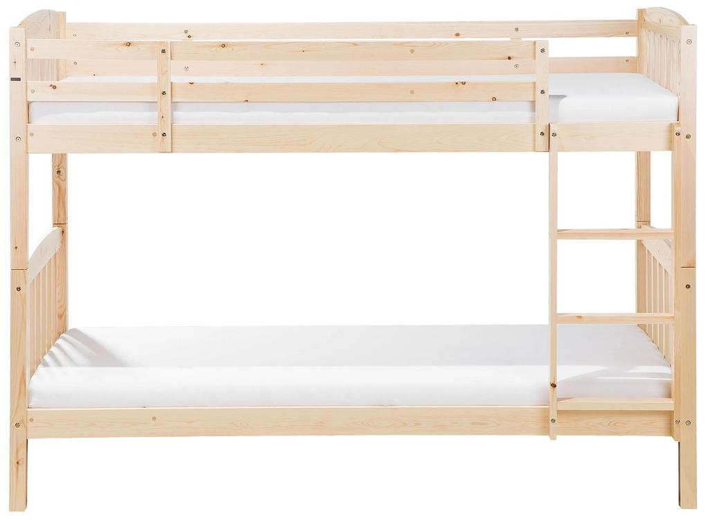 Poschodová posteľ 90 x 200 cm svetlé drevo REVIN Beliani