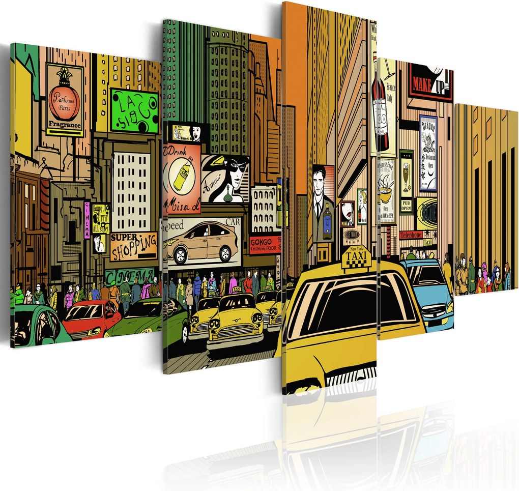 Obraz - The streets of New York City in cartoons 100x50