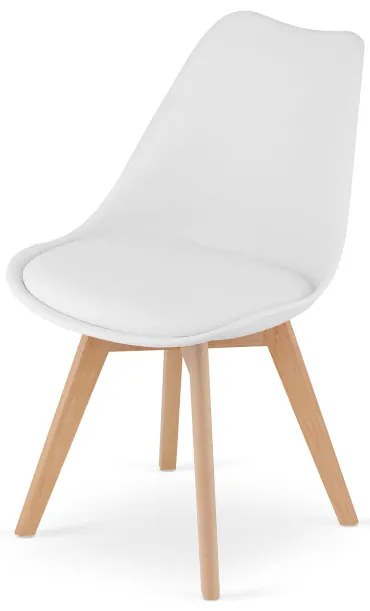 Set troch jedálenských stoličiek MARK - biele (hnedé nohy) (3ks)