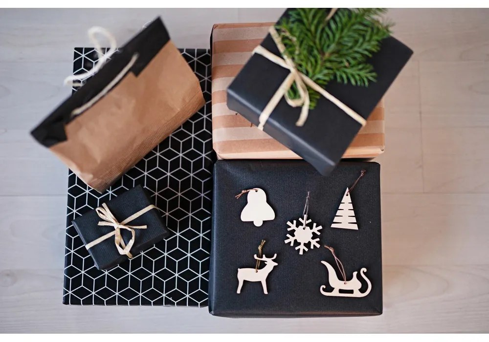 Súprava 10 drevených vianočných dekorácií Spira Medium