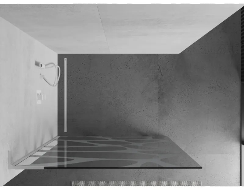 Mexen Kioto L, sprchová zástena Walk-In 80 x 200 cm, 8mm číre sklo biely vzor, biely profil, 800-080-103-20-97