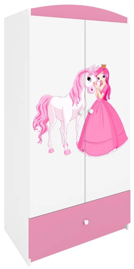 Detská skrinka Babydreams 90 cm princezná a poník ružová