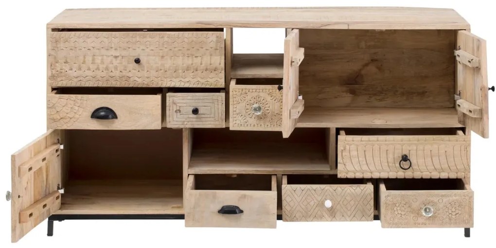 furniture-nabytek.cz - Masívna skrinka pod umývadlo Laos z mangoového dreva, lakovaná, prírodná farba – 146×50×76 cm