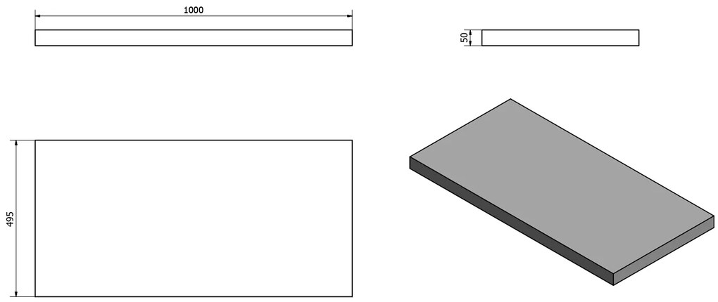 Sapho Sapho, AVICE doska pod umývadlo 100x50cm, hrúbka 5cm, dub Rover, AV104