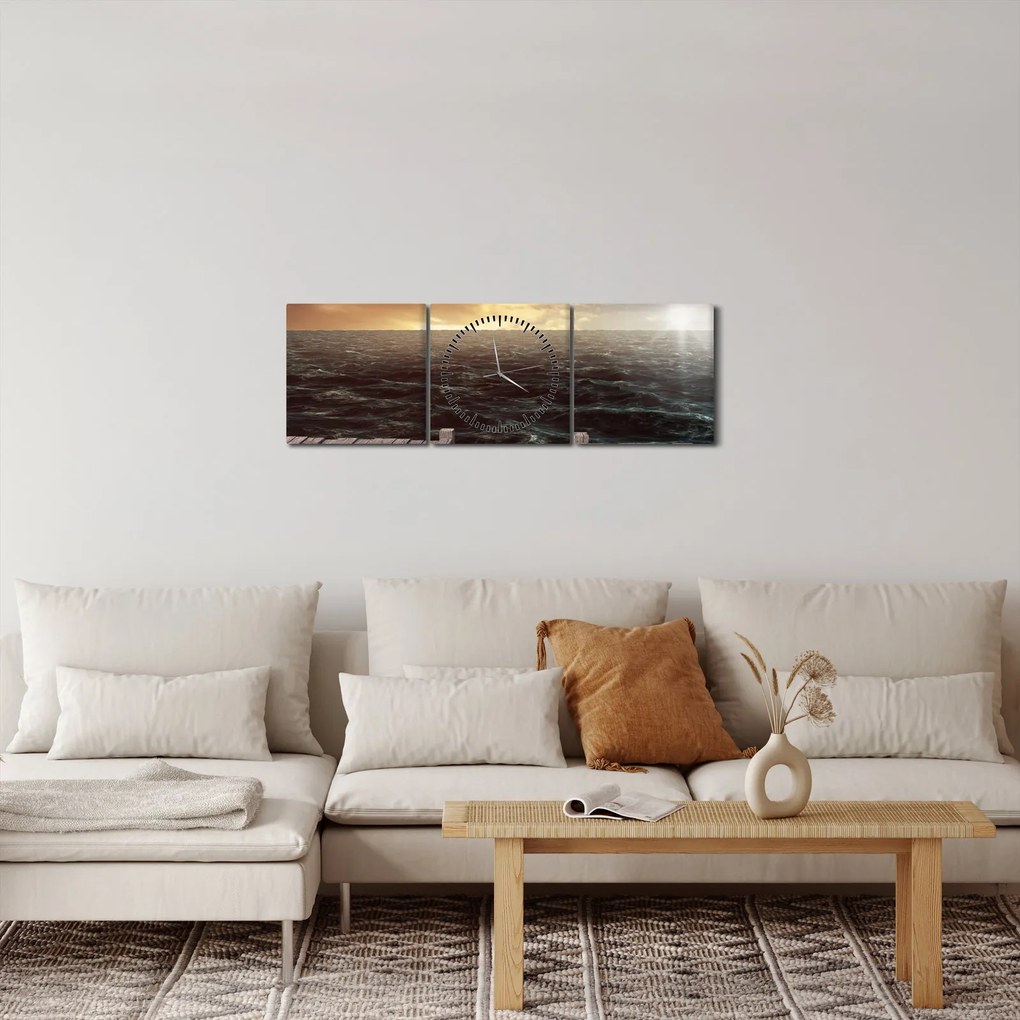 Obraz mora (s hodinami) (90x30 cm)