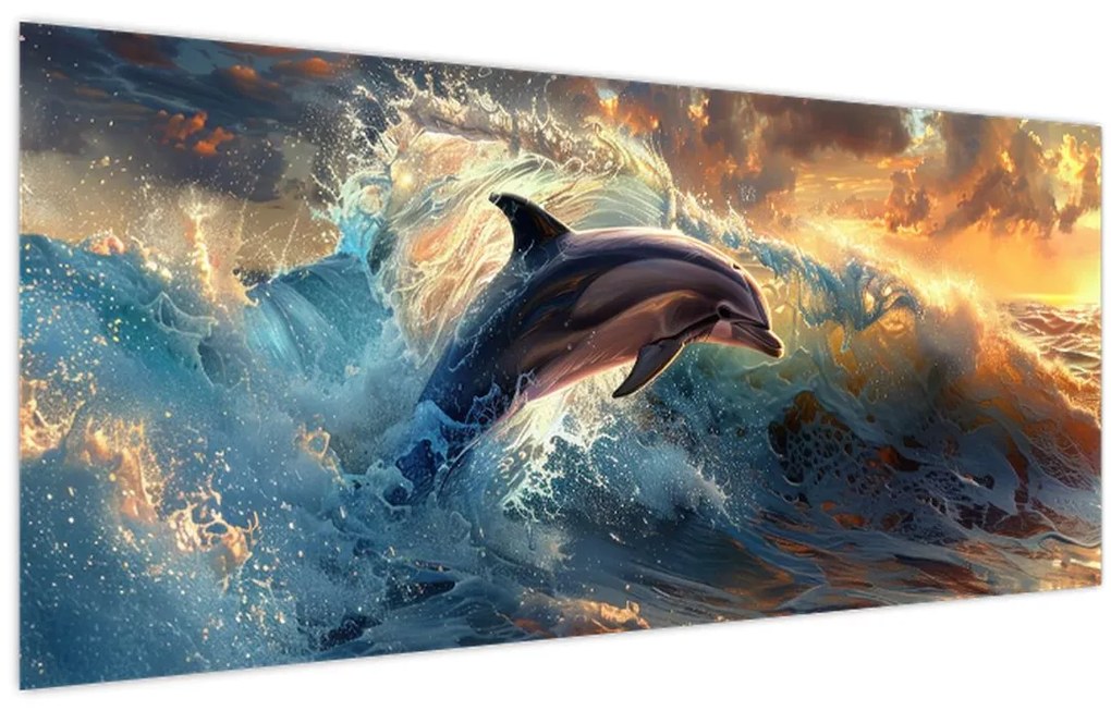 Obraz - Delfín, ilustrácie (120x50 cm)