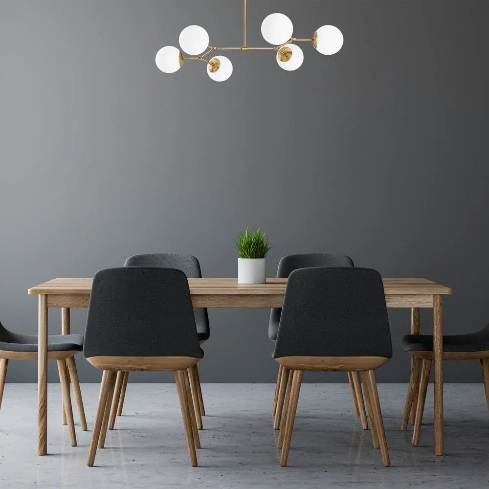 Závesné svietidlo pre 6 žiaroviek v zlato-bielej farbe Opviq lights Damar Horizontal