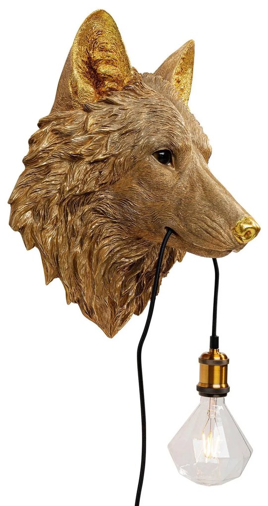 KARE Animal Wolf Head nástenné svetlo so zástrčkou