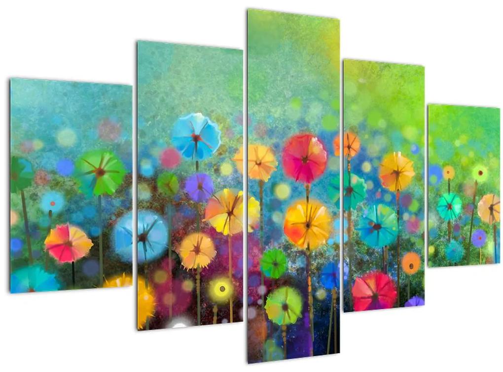 Obraz - Abstraktné kvety (150x105 cm)
