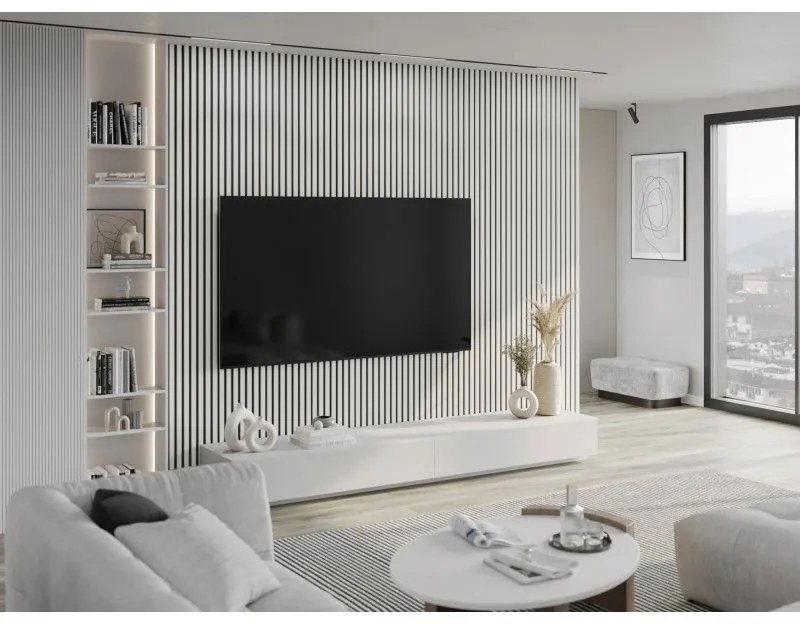 Mexen Lam-F, akustické stenové lamely 275 × 31,5 cm, filc 6 mm, biela matná, S105-275317-2812-051