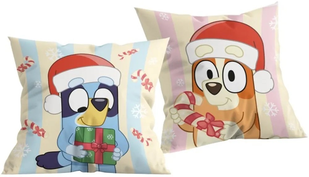 Vianočný obojstranný vankúš Bluey &amp; Bingo - 40 x 40 cm