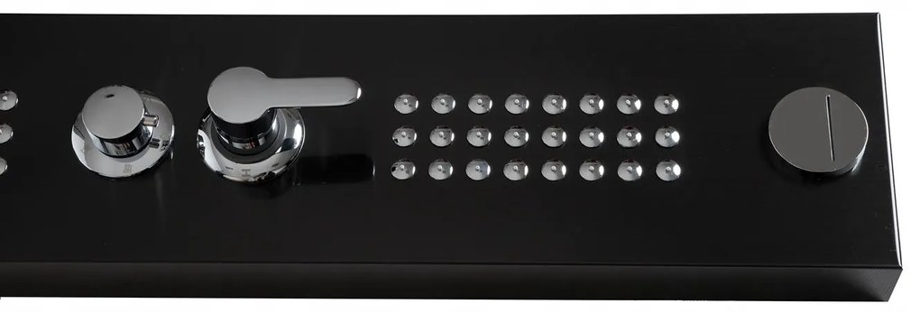 Sprchový rohový panel PIOGGIA 5v1 - s výtokom do vane a policou - čierny matný