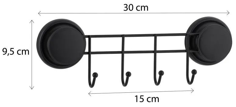 Erga Gavi, 4-háčik na uteráky na prísavke, čierna matná, ERG-YKA-CH.GAVI-H4-BLK