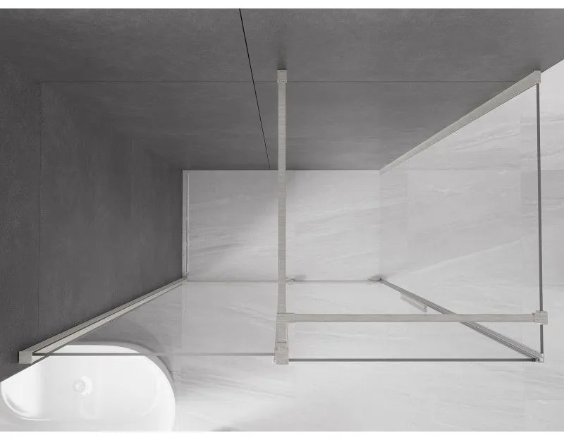 Mexen Velar, sprchový kút s posuvnými dverami 150 x 75 cm, 8mm číre sklo, brúsená oceľ, 871-150-075-01-97