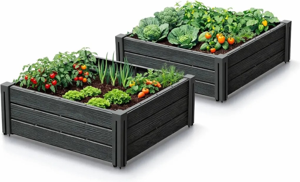 PROSPERPLAST Zvýšené lôžko 2 ks BASE PLANT 61,8 cm, antracitová farba