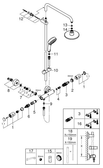 GROHE 27922000 - Sprchový systém TEMPESTA COSMOPOLITAN 160 mm, lesklý chróm
