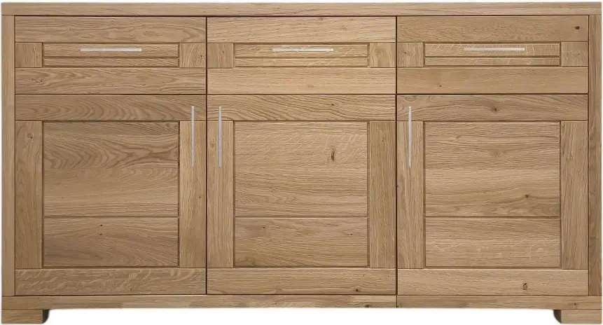 Masívna drevená komoda s 3 zásuvkami a 3 dvierkami, 160x50x86 cm