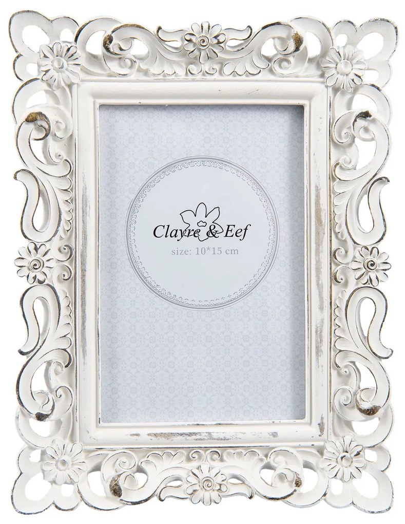 Foto rámček bielý s patinou - 17*2*22 cm / 10*15 cm