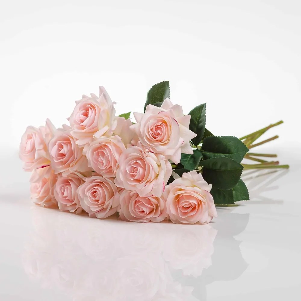 Umelá ruža RUŽENA jemno - ružová. Cena uvedená za 1 kus.