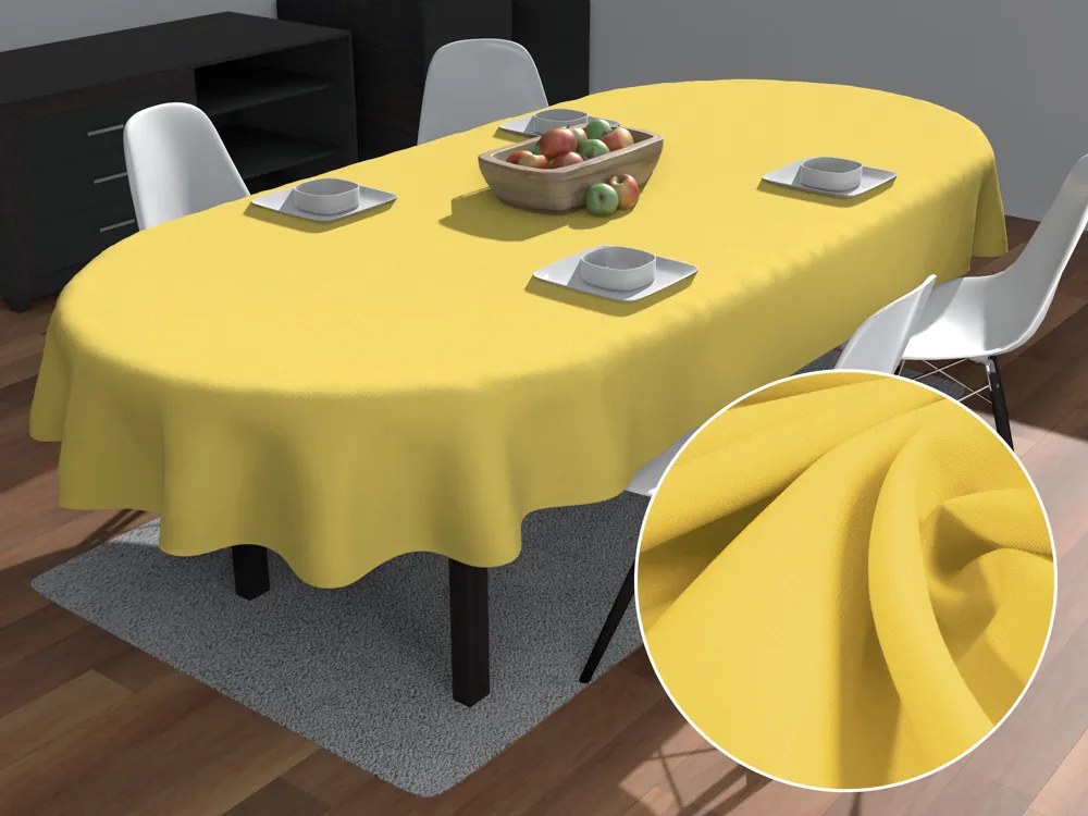 Biante Dekoračný oválny obrus Rongo RG-090 Svetlo žltý 60x100 cm