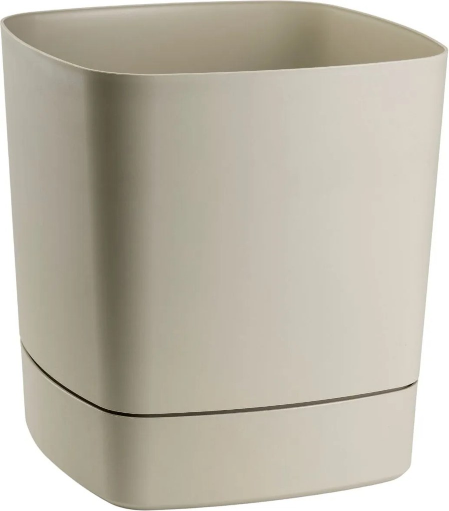PLASTOVÝ KVETINÁČ CUBI 25X27,5 CM BÉŽOVÁ