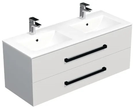 Kúpeľňová skrinka s čiernou úchytkou a umývadlom SAT Cube Way 120x53x46 cm biely lesk CUBE46C1202BIMOD