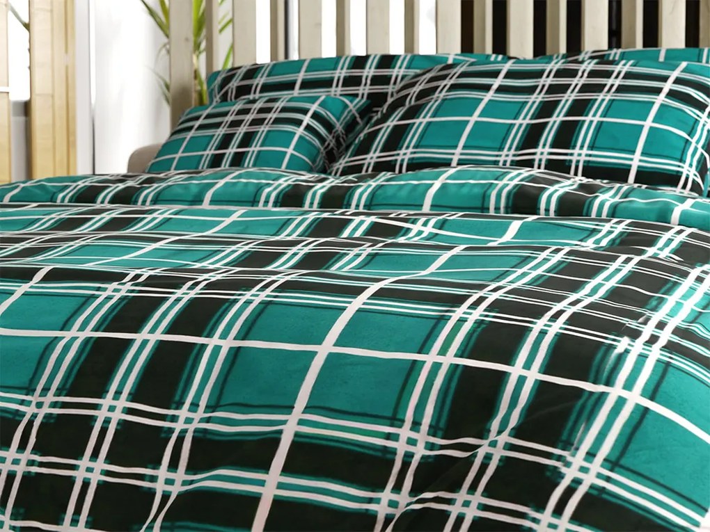 Flanelové obliečky KOSTKA zelené Rozmer obliečky: 70 x 90 cm | 140 x 200 cm