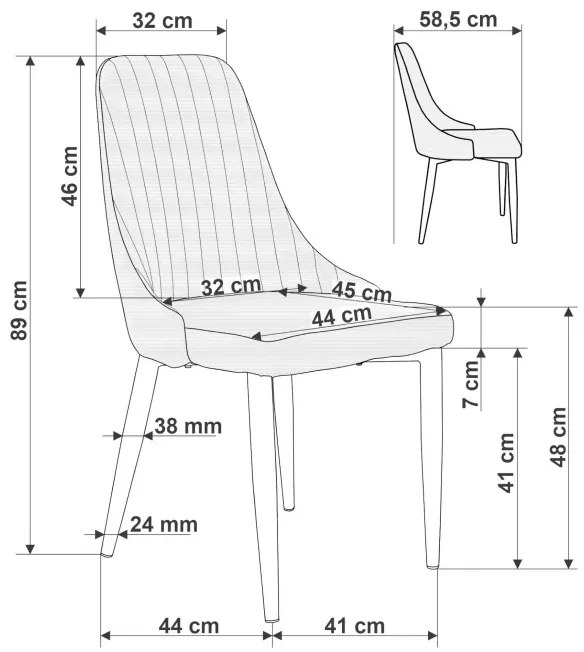 Jedálenská stolička LORIENT zamatová, čierna
