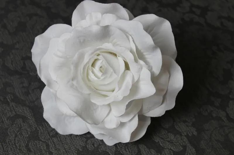 Biely umelý exkluzívny kvet ruže 16cm