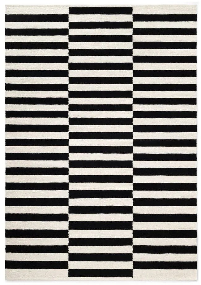 Čierno-biely obojstranný ručne tkaný vlnený koberec 160x230 cm Donna – Hanse Home