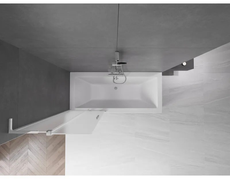 Mexen Velar L, 2-krídlová posuvná vaňová zástena 85 x 150 cm, 8mm sklo námraza, chrómová, 896-085-003-31-01