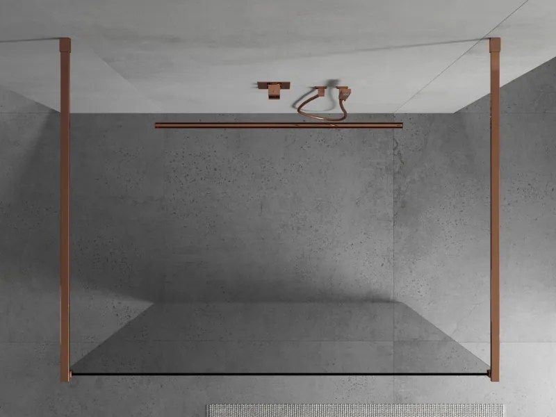Mexen Kioto, priechodná sprchová zástena Walk-in 105 x 200 cm, 8mm číre sklo, profil ružové zlato, 800-105-002-60-00