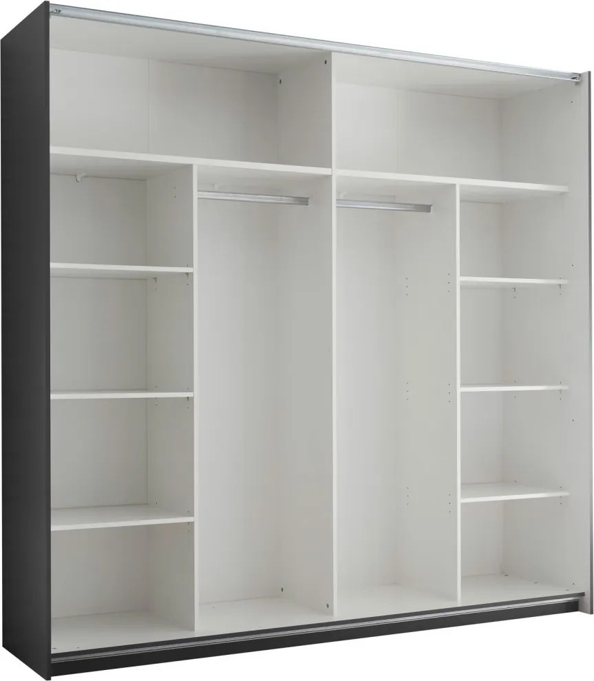 Šatníková skriňa Melton, 215 cm, grafit/dub mauvella