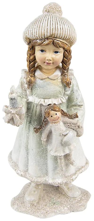 Vianočné dekorácie soška dievča s bábikou - 8*7*19 cm